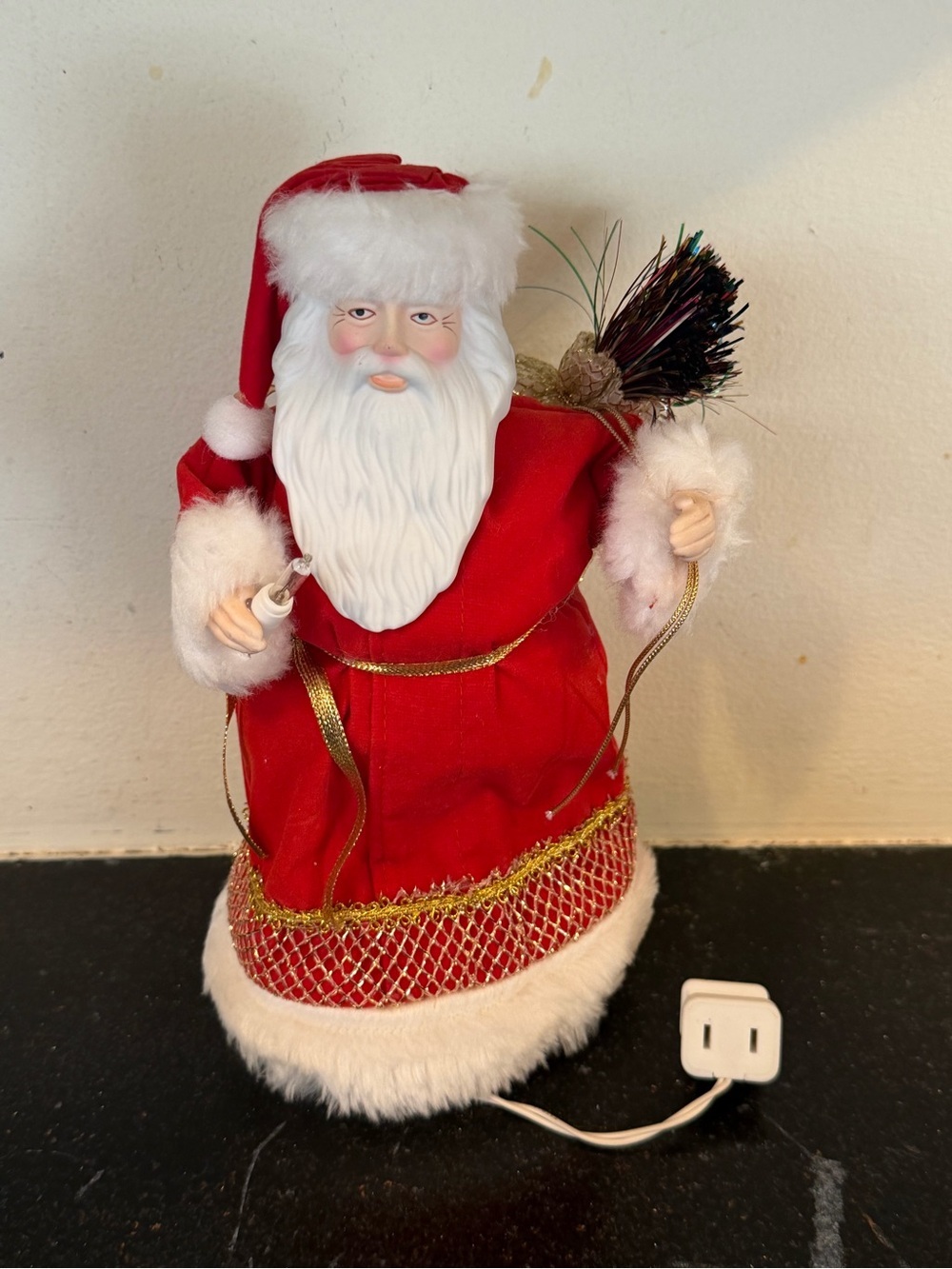 Vintage Lighted Victorian Style Santa Tree Topper